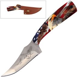 7 Inch Full Tang Fixed Blade Knife American Eagle Handle for Hunting, Skinner