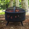 Outdoor Portable 32 Inch Steel Round Fire Pit with BBQ Grill