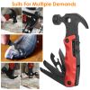 13 In 1 Multi-tool Hammer Outdoor Camping Survival Tools with Pouch Bag Safety Lock Nail Puller Knife Can Opener Saw Screw Depositor Screwdriver