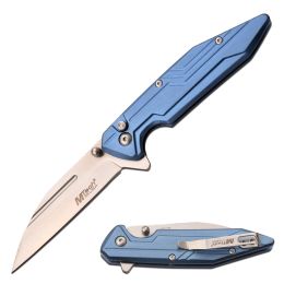 Mtech 7 Inch Collectible EDC Folding Pocket Knife Blue Aluminum Handle