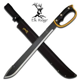 Elk Ridge Machete with Black and Orange D-Guard Handle With Sawback Spine