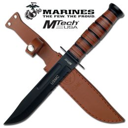 Official US Marine Heavy Duty Combat Knife with Leather Sheath