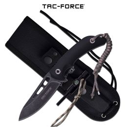 Tac Force Fixed Blade Outdoor Survival Knife Compass Fire Starter Lanyard