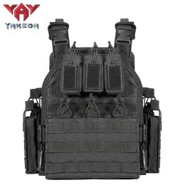 YAKEDA police police military outdoor hunting CS game equipment quick-release gun battle field black multi-camera tactical vest