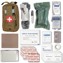 Field First Aid Kit (IFAK) | 44 Piece | Compact Personal First Aid Kit | Backpacking (Color: Tan)