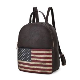 MKF Collection Briella Vegan Leather Women FLAG Backpack by Mia K (Color: Chocolate)