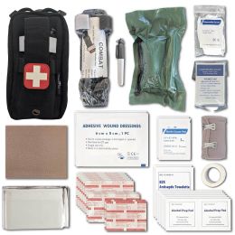 Field First Aid Kit (IFAK) | 44 Piece | Compact Personal First Aid Kit | Backpacking (Color: Black)